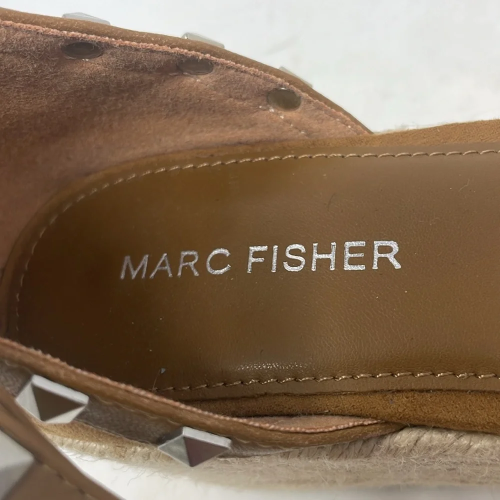 Marc Fisher Brown Suede Platform Studded Sandals Size 7.5 Excellent Condition